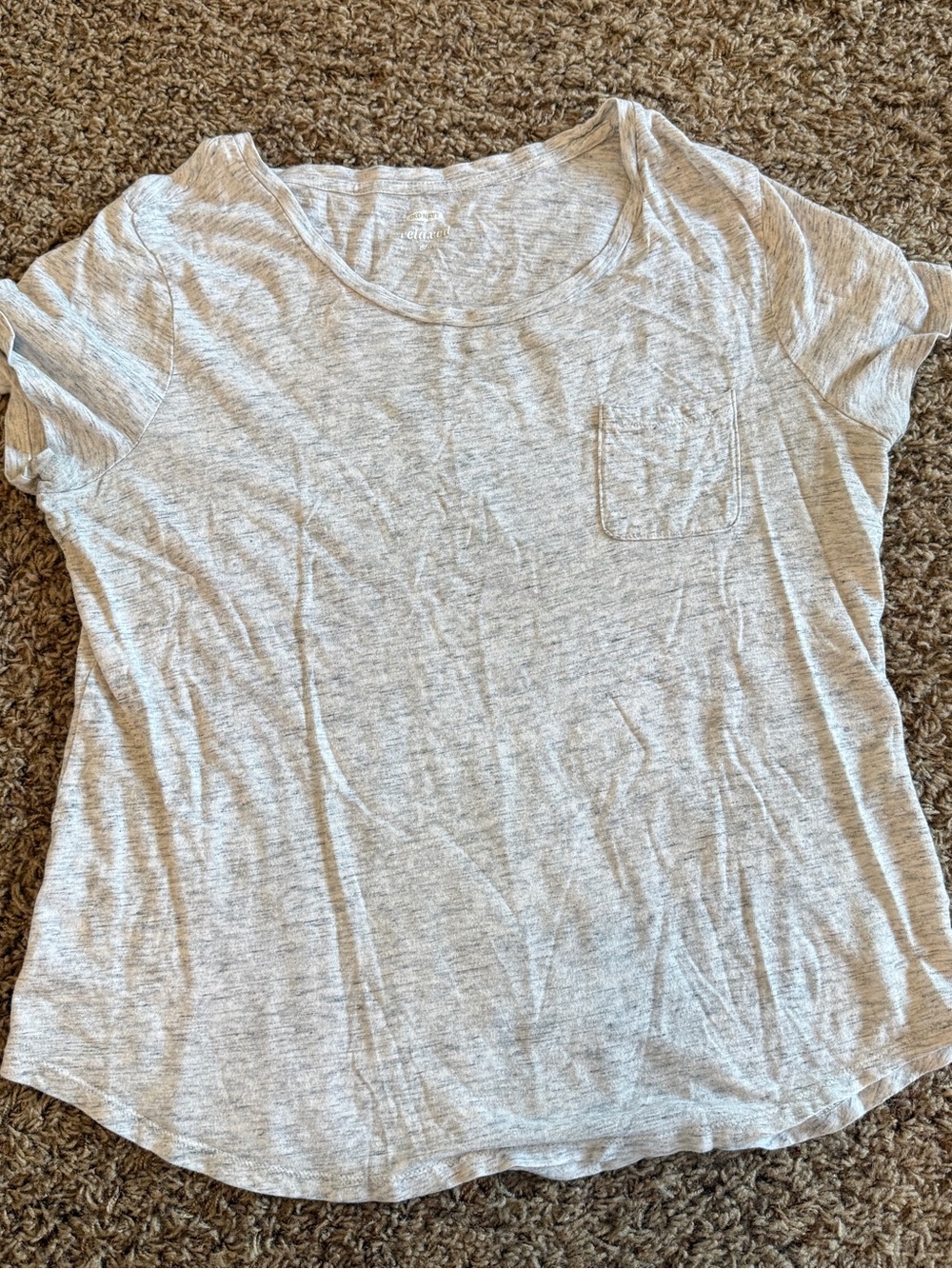 Old Navy Light Gray Scoop Neck Pocket Tee